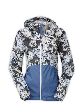 The North Face Vintage Blue Lichen Print Flyweight Hooded Windbreaker Sz Medium